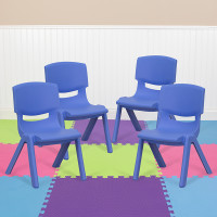 Flash Furniture 4-YU-YCX4-003-BLUE-GG 4 Pack Blue Plastic Stackable School Chair with 10.5'' Seat Height